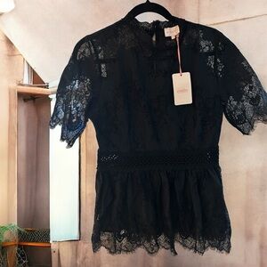 Entro Black Lace Top great with Jeans, black slack's or skirt.